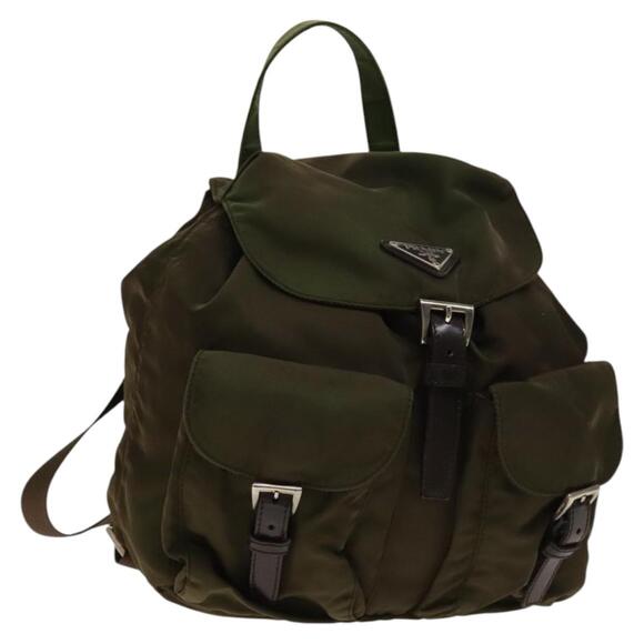 PRADA Backpack Nylon Khaki Silver - Picture 1 of 10